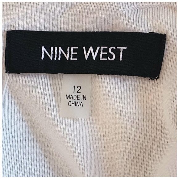 Nine West Midi Dress Tropical Floral Cold Shoulder Flutter Sleeve Womens Size 12 - Picture 4 of 10